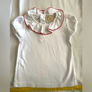 The Beaufort Bonnet Company red edged ruffle puff sleeve top